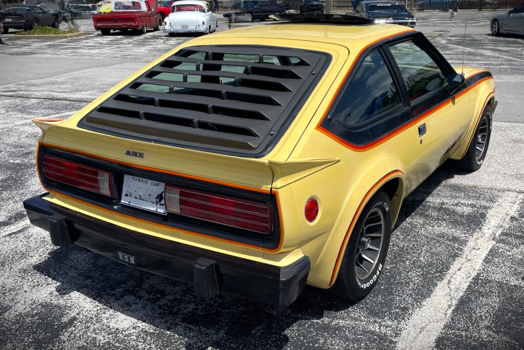 Yellow AMC AMX Hatchback, rear